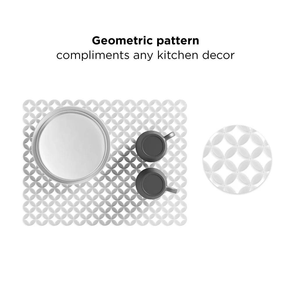 2 Pack Kitchen Sink Mat Protector Geometric Design Flexible Durable Polypropylene Cushioning Kitchen Sink Scratch Prevention