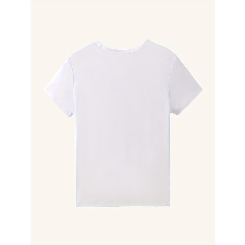 European Size Plus Size, Daisy - Style Floral Illustrations Plus Size Women's Printed Casual Round Neck Short Sleeve Top