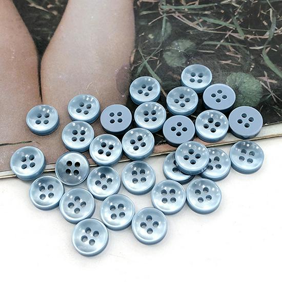 Sky Blue Handmade Unisex Shirt with Round Light Blue Buttons