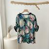 DIMANAF 2025 New Summer Women Linen T-Shirt Flower Short Sleeve Basic Fashion O-Neck Tops Tees Loose Tees