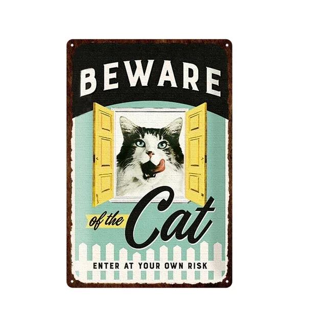 Retro Cat Party Metal Tin Sign  Decorative Kitchen Plaque Iron Painting for Restaurant Bar Pub Bonfire Wall Art  Home Decor