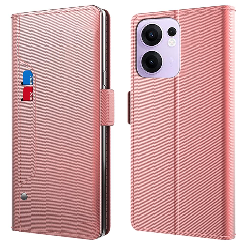 For Oppo Reno13 F 5G Case Stand PU Leather Phone Cover Card Holder Mirror