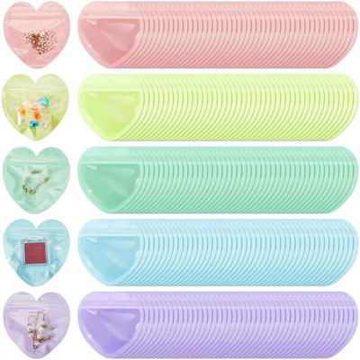 5/10/20PCS Colored PVC Heart-shaped Jewelry Self Sealing Bag Wedding Christmas Love Gift Sealed Bag Candy Packaging Bag