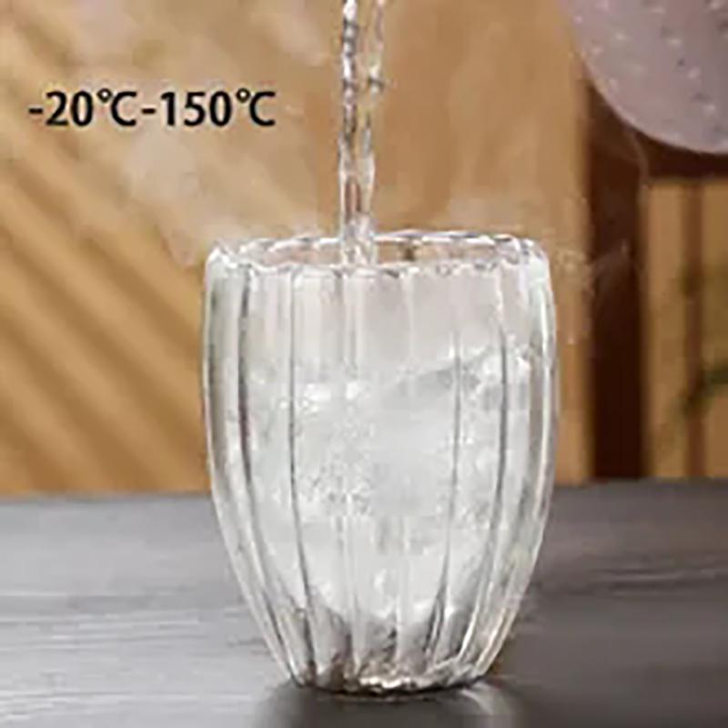 Stripe Double Wall High Borosilicate Glass Mug Clear Heat Resistant Tea Milk Juice Coffee Water Cup Whisky Espresso Coffee