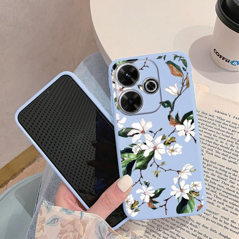 Flowers Soft silikonové pouzdro pro Samsung A55 A35 M35 S24 Xiaomi Redmi Note 13 Pro 13C 14 Poco C65 iPhone Huawei Honor 200 Realme Camera Shockproof Cover