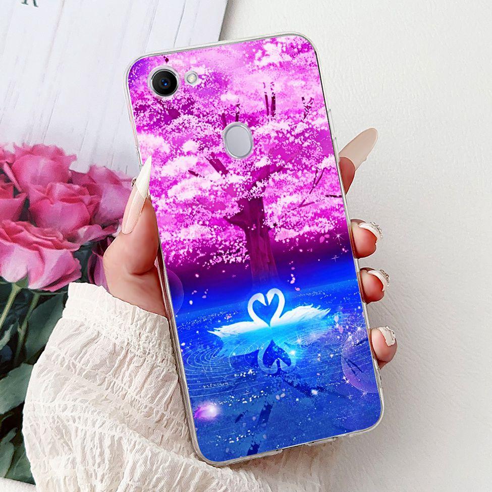 Clear For Oppo F7 Case Kawaii Cute Cat Fashion Flower Funny Luxury Painted Soft Back Cover For OppoF7 Phone Case CPH1821 CPH1819