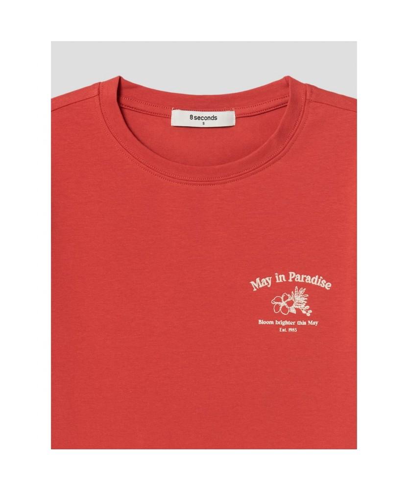 8seconds Embroidered Graphic Crop Short Sleeve T-Shirt Red
