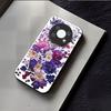 Shockproof Cover for HONOR X9 5G Vintage Oil Painting Purple Floral Phone Case, Glossy Acrylic Back TPU Bumper
