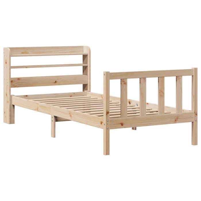 VidaXL Cadre de lit avec tête de lit 90x200 cm bois de pin massif, lit, mobilier de chambre à coucher, lit en bois, lit 3306574