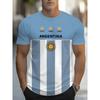 Argentinien Fahne 3D gedrucktes T-Shirt 2026 Fußballfan atmungsaktives Sporttrikot Training Eltern-Kind Familie Fußball Watch Party Top