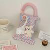 Pink Plaid Fabric Tissue Box Portable Hanging Tissue Case Living Room Container Home Car Towel Napkin Holder Home Decoration