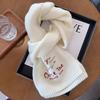 Blue cartoon bear wool small scarf women's winter new cute thickened warm neck protection knitted scarf