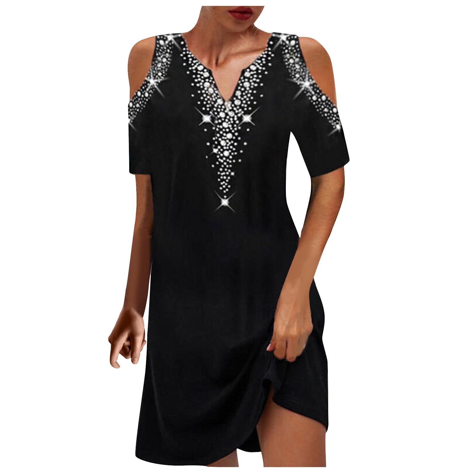 Новые модные женские платья с принтом без бретелек с короткими рукавами и v-образным — фото 6