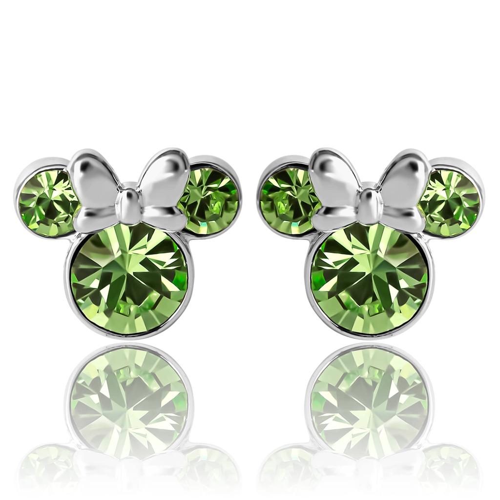 Disney Minnie Mouse Birthstone Stud Earrings Minnie Mouse Earrings Birthstone Jewelry Disney Crystal Women's - - - Jewelry, Brass,