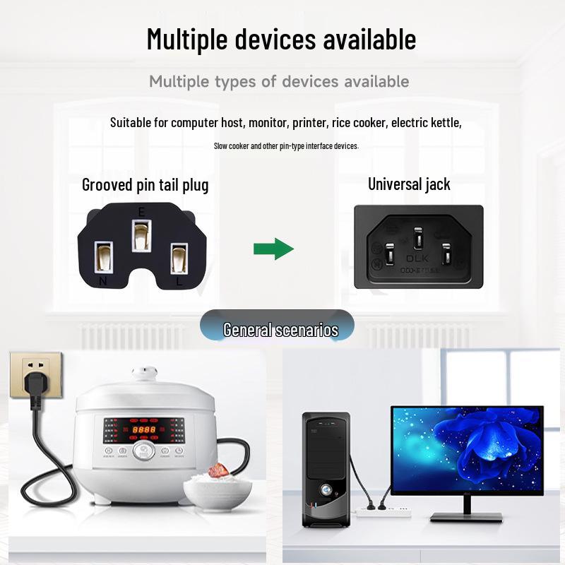 GB Three-Pin Pure Copper Power Cord C15 Cloverleaf, High-Temperature Resistant for Electric Steamer & Kettle