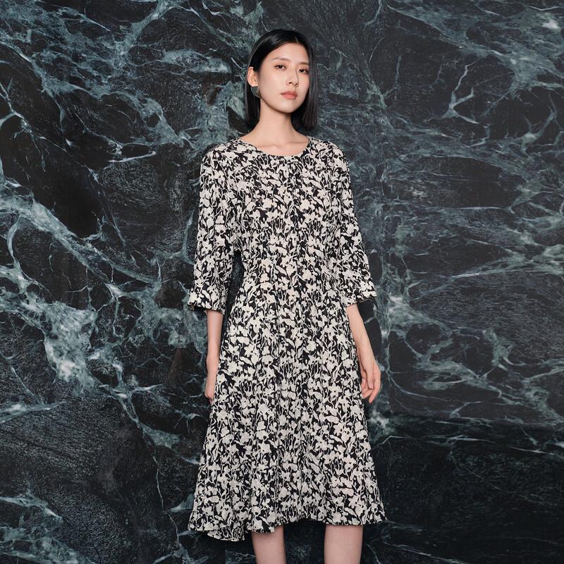 Sancai 100% Cotton Floral A-Line Midi Dress