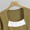 Summer Women's Square Neck Bag Hip Skirt Striped Short Sleeved Knitted Slim Fit Dress