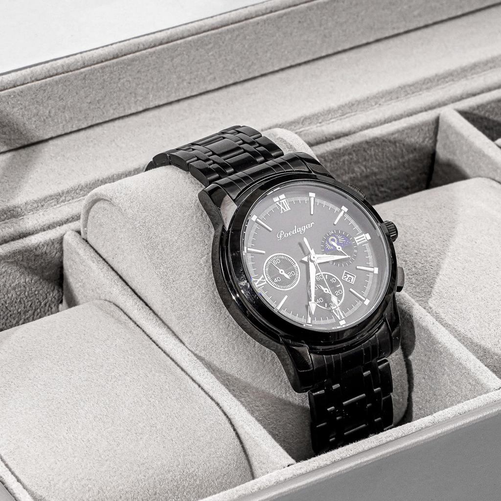 Boîte à Montres ProCase pour 3 Montres Rangement Montres Organisateur Porte-Montres pour Vitrine d'Exposition avec Couvercle en Verre Hommes, Étui pour Homme, Hommes,