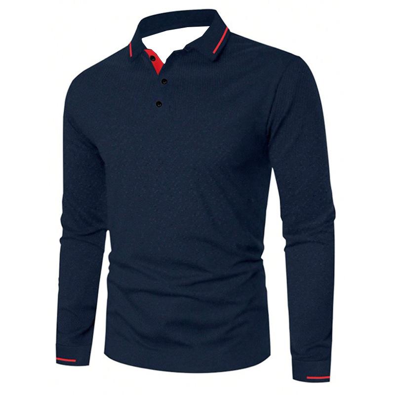Long Sleeve Polo Shirt, Classic Collar Detail, Versatile for Daily Wear