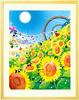 Painting of Sunflowers, Yellow Flowers, "Sunny Day," Landscape, Interior Decor, Sun, Sunrise, Framed, Sunflower Field, Landscape Painting, Wall Hangin