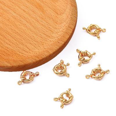 18k Gold Color Plated Spring Round Clasps Necklace Clasps Jewelry Findings Accessories
