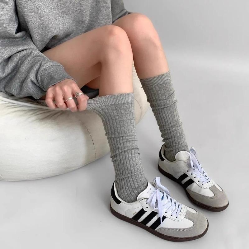 

Женские летние тонкие носки с вертикальным рубчиком, тонкие балетные, высокие гольфы до икры 1 pair серый