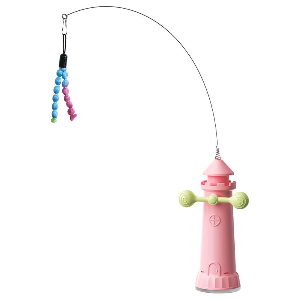 360 Rotation Interactive Cat Toys Detachable Rod Automatic Cat Teaser Cat Teasing Stick  Home Use розовый