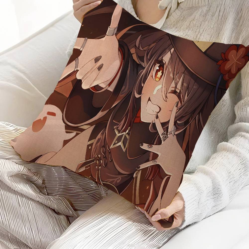 Anime Cute Hu Tao Pillow Anime Pillow Sofa Bed Head Pillow Cover Cushion Cover 45X45 Cm Fashion