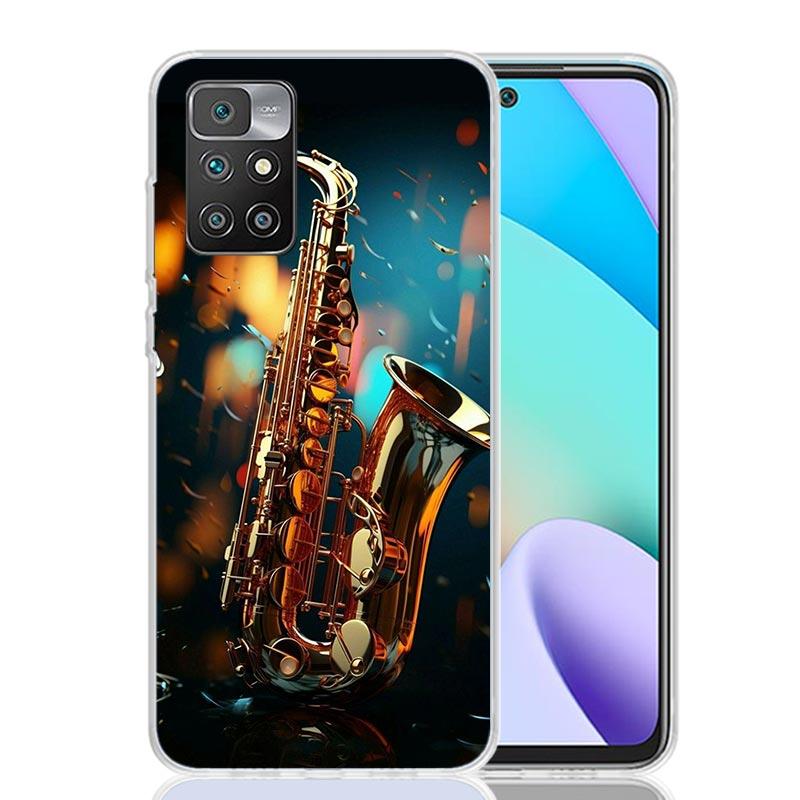 Music Saxophone Instrument Phone Case For Xiaomi 14C 13C 12C 13 12 10 10A 10C 9 9A 9C 9T 8 8A 7 7A 6 6A K70 Pro K60 K40 K20 Redm