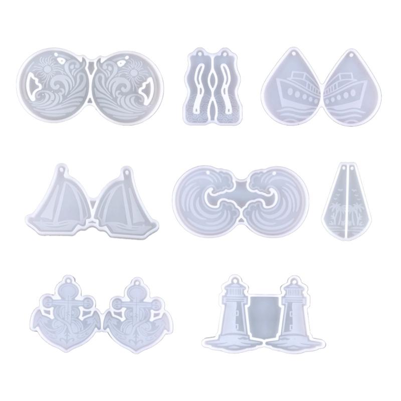 

8Pcs Multiple Styles Earrings Silicone Mold Suitable for Epoxy Resin Diy Crafts Ornament Pendant Keychain Jewelry Making чистый