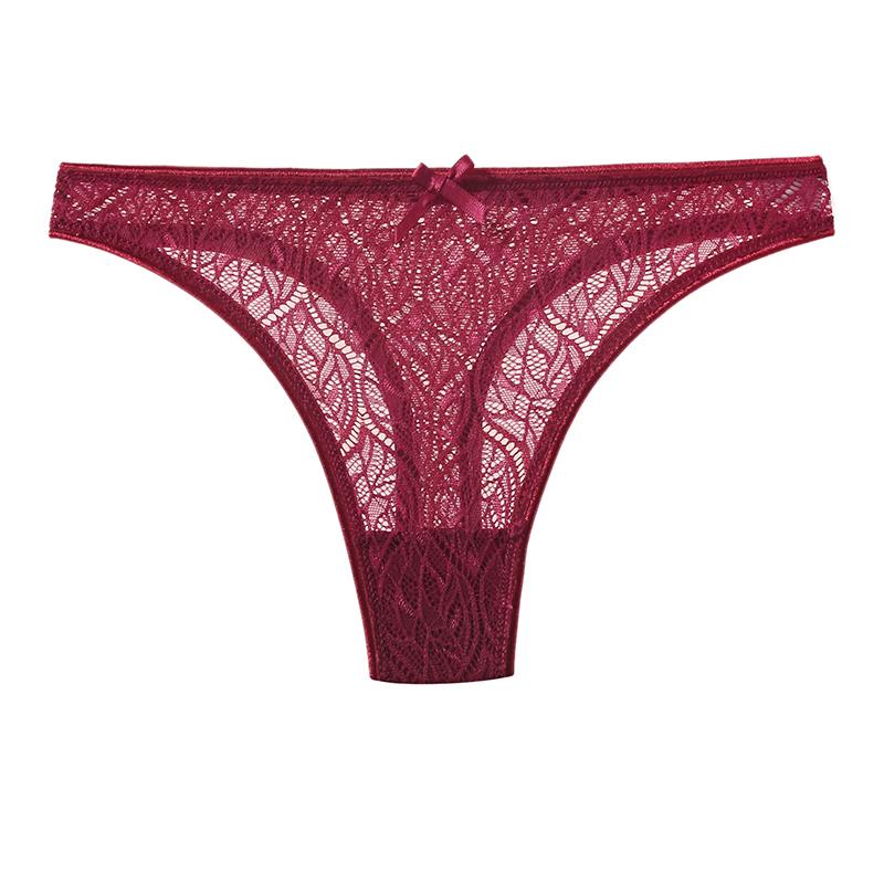 CINOON Women's Sexy Sheer Lace Thong Low-rise Cut-out High-cut T-back Comfort Breathable & Body-hugging Underwear