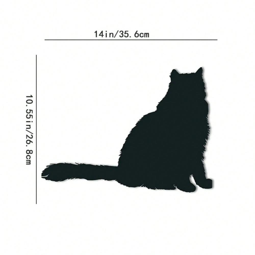 

Black Cat Sitting Wall Art Metal Laser Cut Silhouette Decor Modern Home Garden Indoor Outdoor Hanging Ornament TY2632-14in