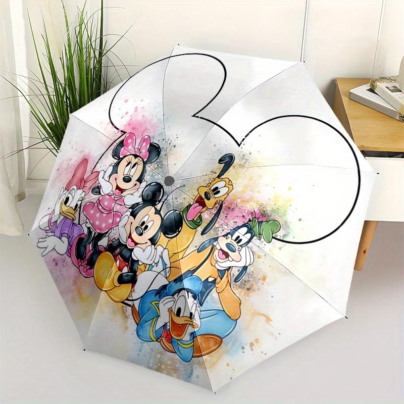 

Mickey Mouse,Watercolor Art Automatic Umbrella Tri fold Portable Umbrella, Best Holiday Gift for Men and Women, Durable Iron Frame, Playfu