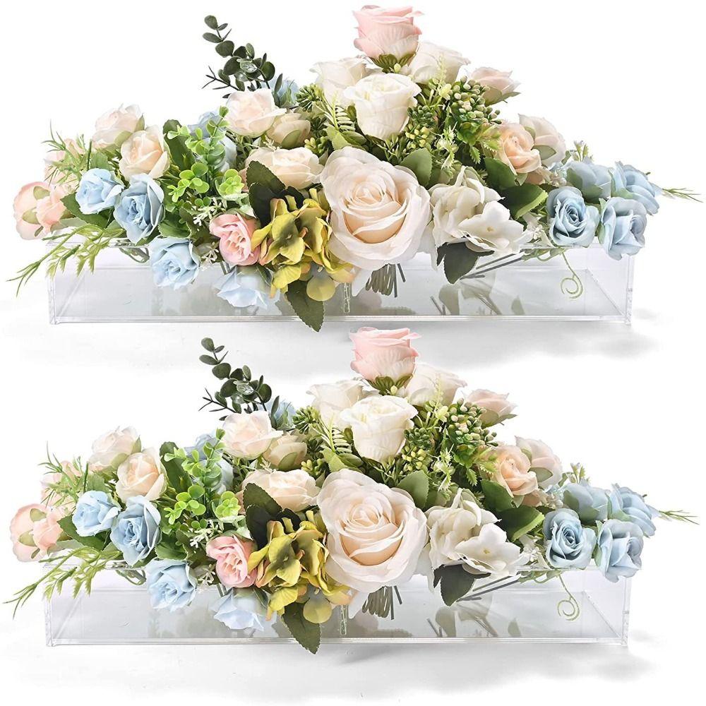 Transparent Clear Acrylic Flower Vase Leak-Proof Hydroponic Flower Pot  Dining Table Decorative