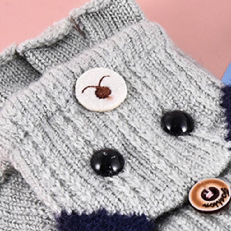 Winter Warm Gloves Cartoon Dog Glove with Flip Top Knitted Half Finger Gloves