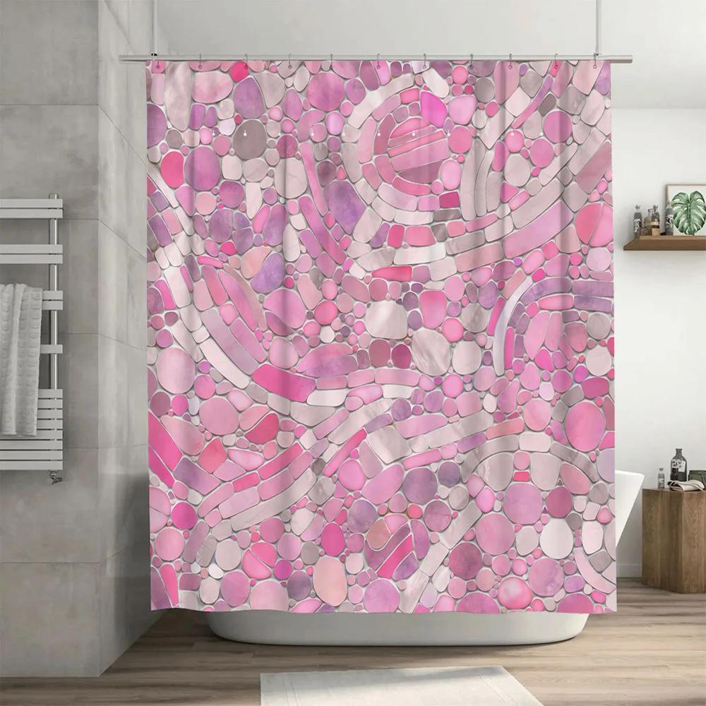 Modern Watercolor Pink Bath Shower Curtain Mosaic Pattern for Bathroom Decor Inches .com: Home Garden