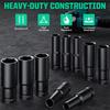 1/2 Inch Drive 6-Point Impact Socket Set 10-Piece Metric Sizes 8mm to 24mm Carbon Steel with Hard Storage Box for Mechanics
