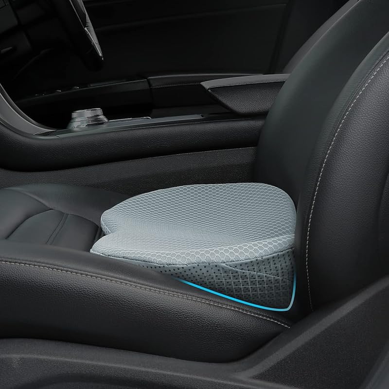 Car Seat Cushion - Memory Foam Car Seat Pad - Sciatica & Lower Back Pain Relief - Car Seat Cushions For Driving - Road Trip Essentials For