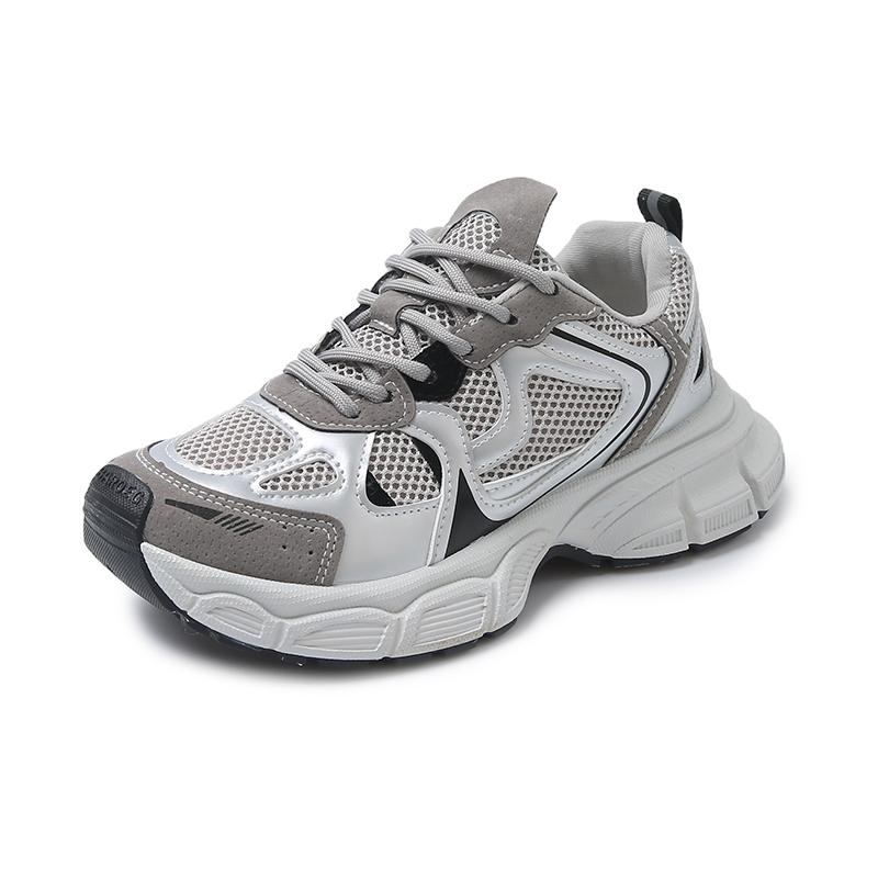 

Женские летние серебристо-розовые кроссовки-папы Дышащие повседневные кроссовки для бега Легкие кроссовки на толстой подошве Спортивная обувь 40