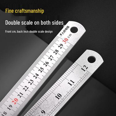 Righello Multifunzione Extra Spesso in Acciaio Inossidabile per Studenti, 15/30cm - Ideale per Disegno e Misurazione.