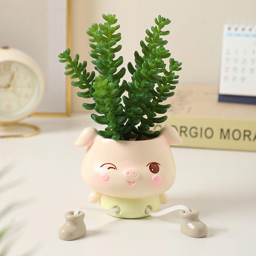 Creative Cute Animal Hanging Flower Pot Cartoon Resin Craft Succulent Flowerpot Mini Plants Pot For Indoor Outdoor