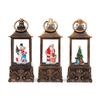 Antique Musical Snowfall Light-Up Lantern Ornament, Water-Filled Christmas Night Light Gift.