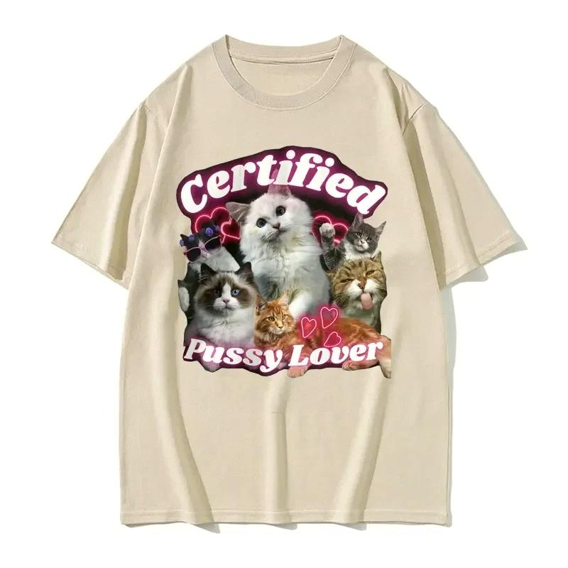 Funny Certified Cute Cat Lover Meme Tee Shirt Women Fashion Aesthetic Short Sleeve T Shirt Summer Casual Tops Casual Clothing