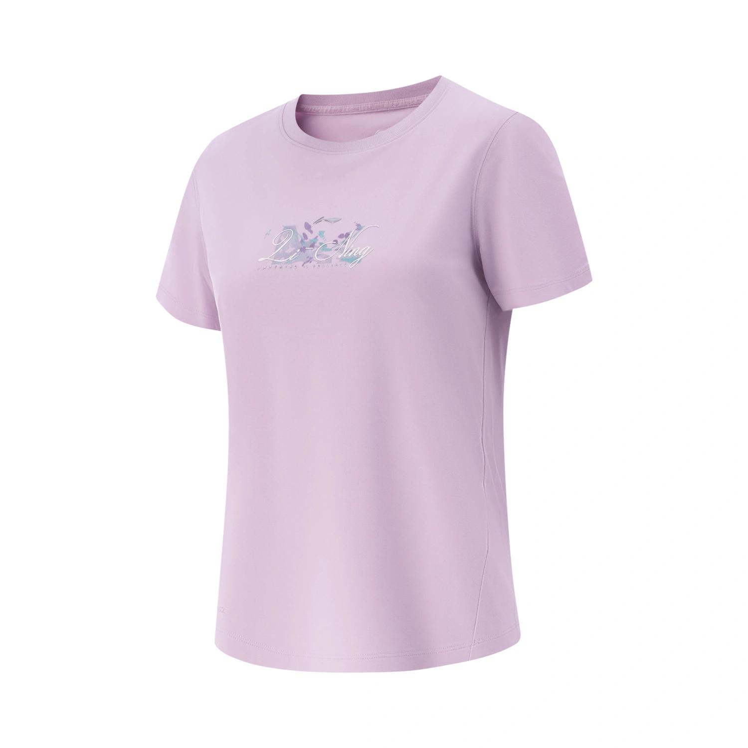 Li-Ning Fitness Series Round Neck Ice Feel Comfortable Moisture Wicking Short Sleeve T-Shirt Women Tops ATSV300-6 S