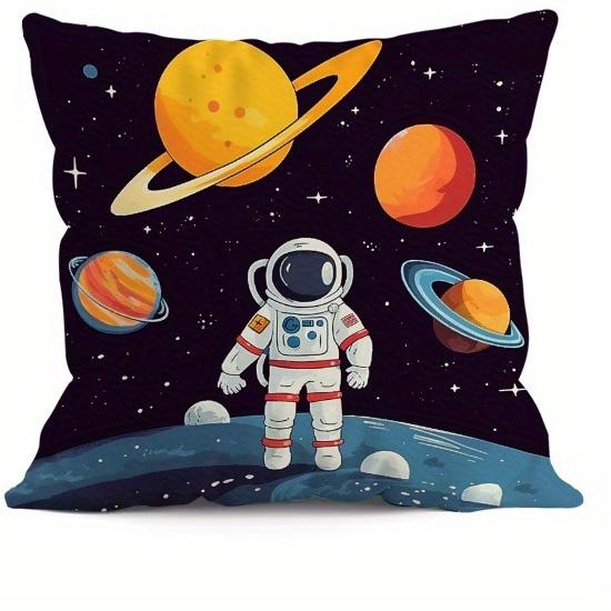 

Home Decor Astronaut & Rocket & Planets Pillow Cover Pattern Cushion Cover Suitable for Sofa Bedroom Car Pillow Cover 40x40cm 16x16in