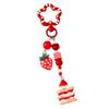 Strawberry Cake Charm Keychain With Beaded Heart Detail Stylish Bag Accessory Sweet Gift For Friend Alloy Resin Jewelry Decoration