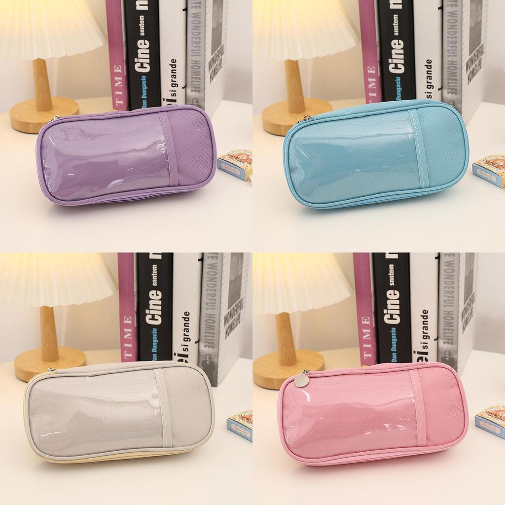 Japanese Cream Color Pencil Case Large Capacity Stationery Bag For Students Or Office Use