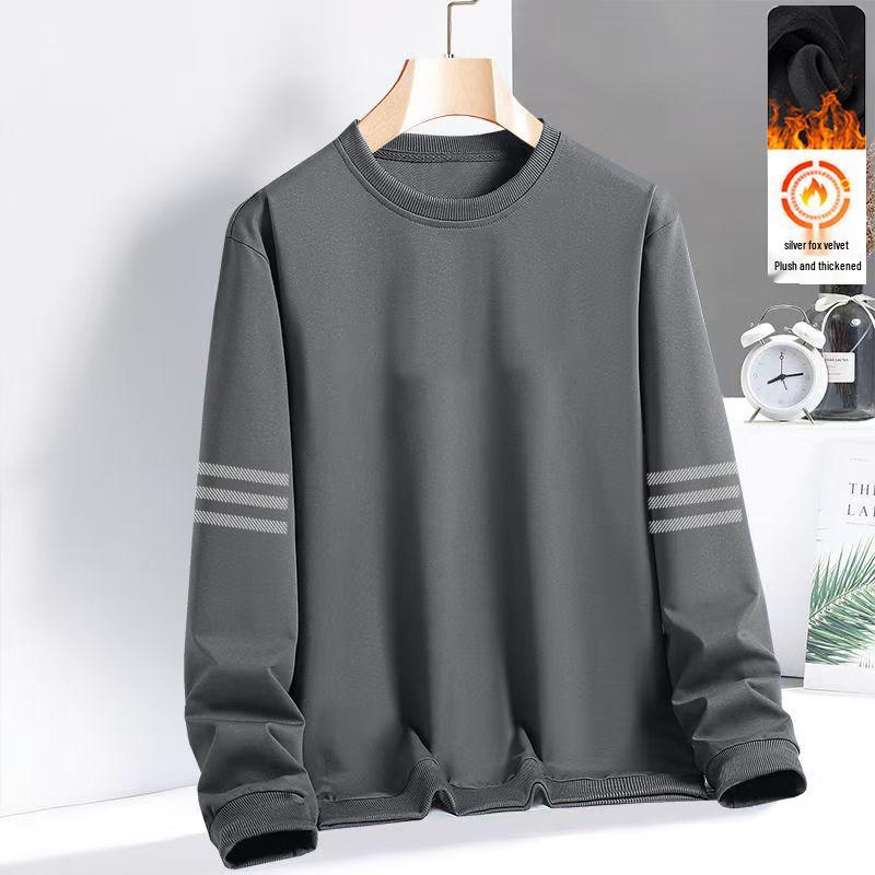 Men's Warm Plus Velvet Loose Casual Round Neck Long Sleeve Hoodie for Autumn/Winter