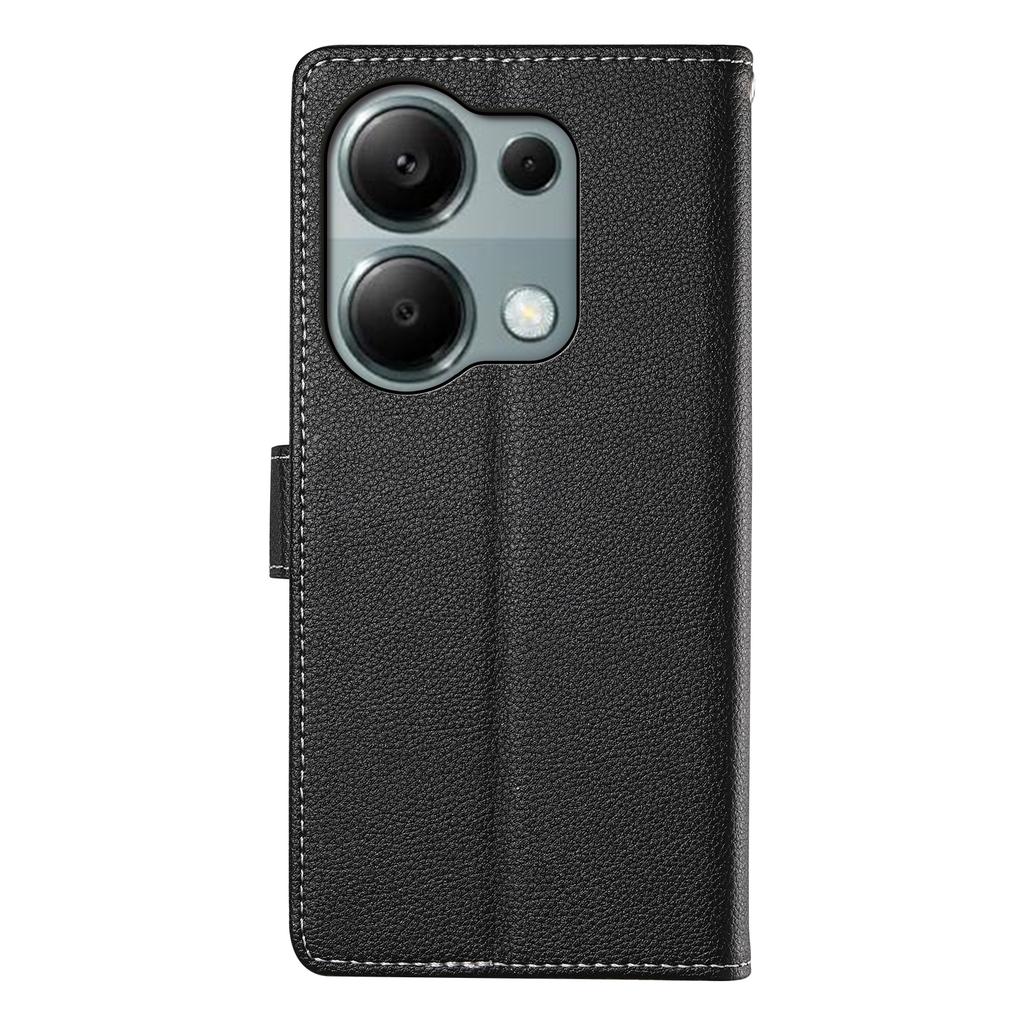 DF-012 For Xiaomi Redmi Note 13 Pro 4G Case Litchi Texture Leather Magnetic Clasp Wallet Stand Phone Cover with Wrist Strap