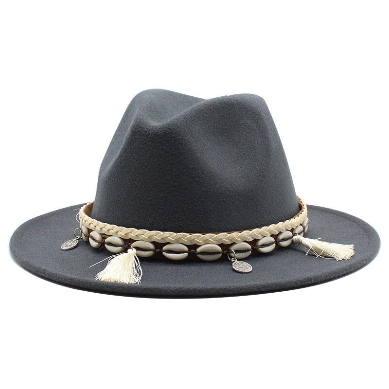 Woolen Top Hat, Minority Style Jazz Hat, Retro Flat-Brimmed Big Eaves Hat.